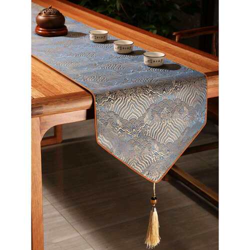 桌旗中式新中式轻奢茶几布装饰茶桌布餐桌电视柜垫布床旗定制