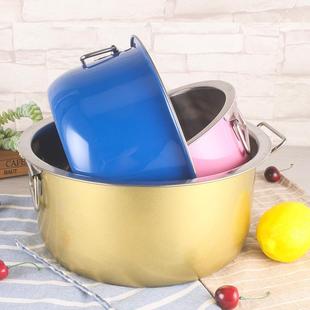 不锈钢汤盆彩色三件套味斗带大耳朵3PCS调料盆电磁炉通用厚调味盆