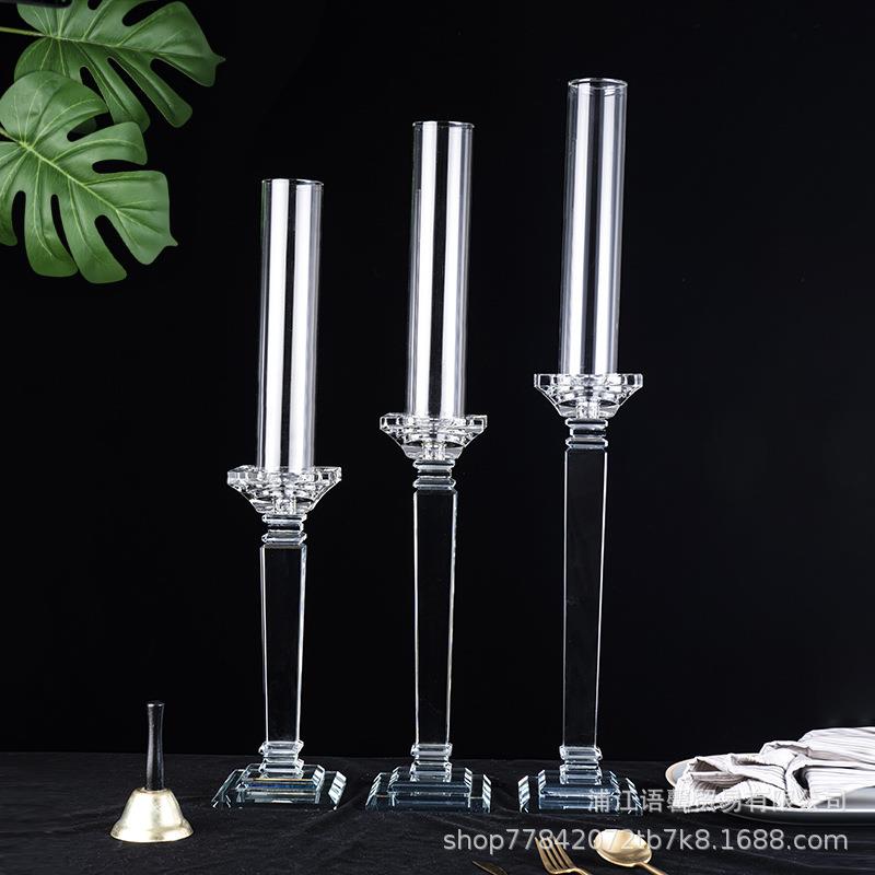 欧式高档水晶单头烛台婚庆烛台样板房摆饰摆件水晶玻璃单头烛台