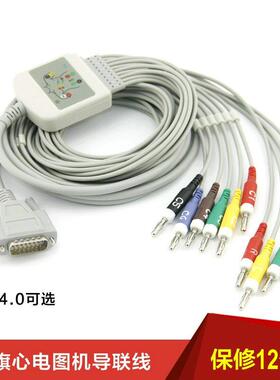 兼容武汉中旗ZQ-1201/1203G/1206/1212/适用R12心电图机导联线