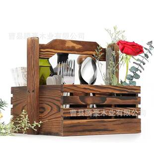 现代简约客厅木质收纳盒家用实木桌面储物盒厨房餐具木制储物盒