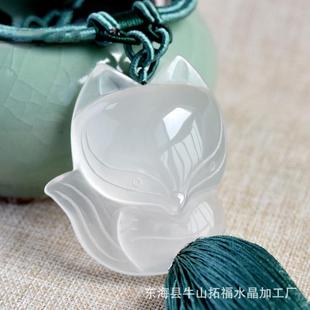 天然白水晶狐狸汽车挂件女士小狐仙高档车内挂饰水晶吊饰汽车车挂