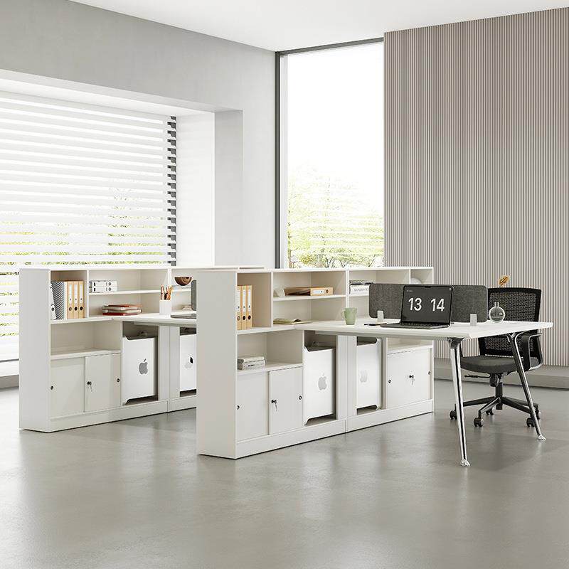财务白色职员办公桌椅组合简约现代/人工位卡座屏风员工书架桌