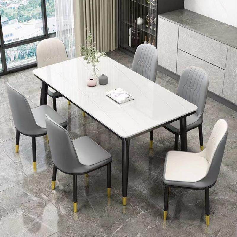 北欧岩板餐桌餐椅组合小户型家用长方形桌子椅子一套吃饭桌子家用