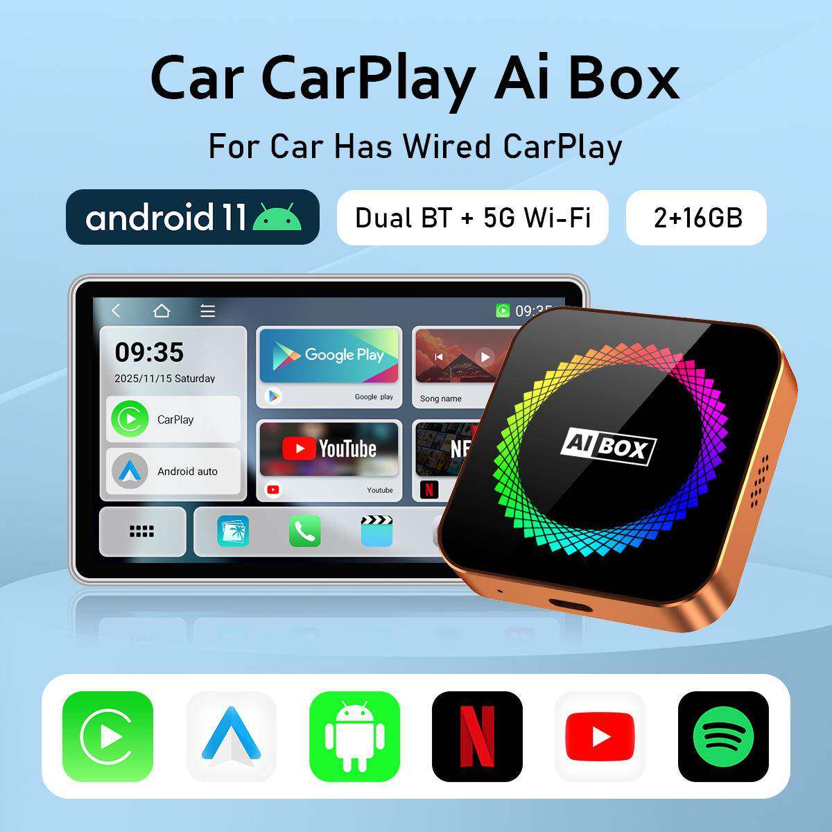 爆款橙色三合一carplayandroid盒子安卓汽车互联车载安卓盒子