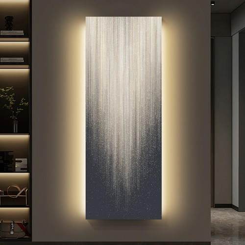 现代轻奢玄关装饰画竖版长条led灯画简约走廊过道高级感发光挂画