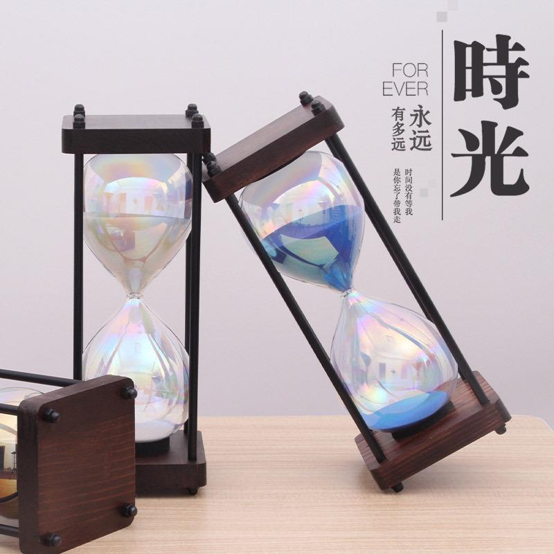 办公室家居客厅摆件送朋友送老师创意炫彩玻璃沙漏