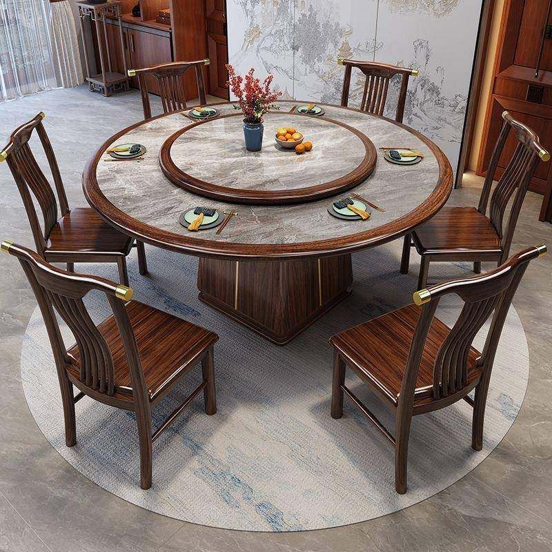 乌金木新中式实木餐桌椅组合餐厅1.8米圆桌酒店2.0米岩板实木餐桌,纺织面料/辅料/配套,纺织机械配件,淘宝优惠券,粉丝福利购,淘宝优惠卷