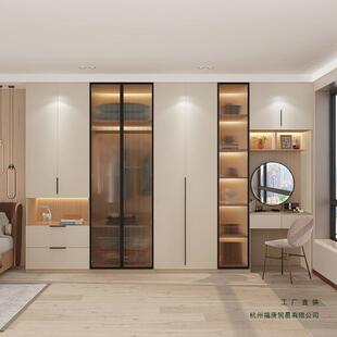 极简轻奢一门到顶衣柜家用卧室现代简约四六门组合到顶整体大衣柜