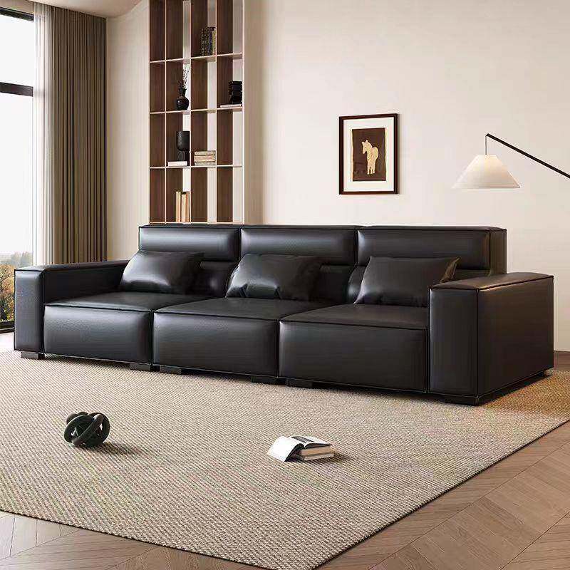 意式轻奢豆腐块高靠沙发简约现代布艺沙发客厅小户型直排真皮沙发