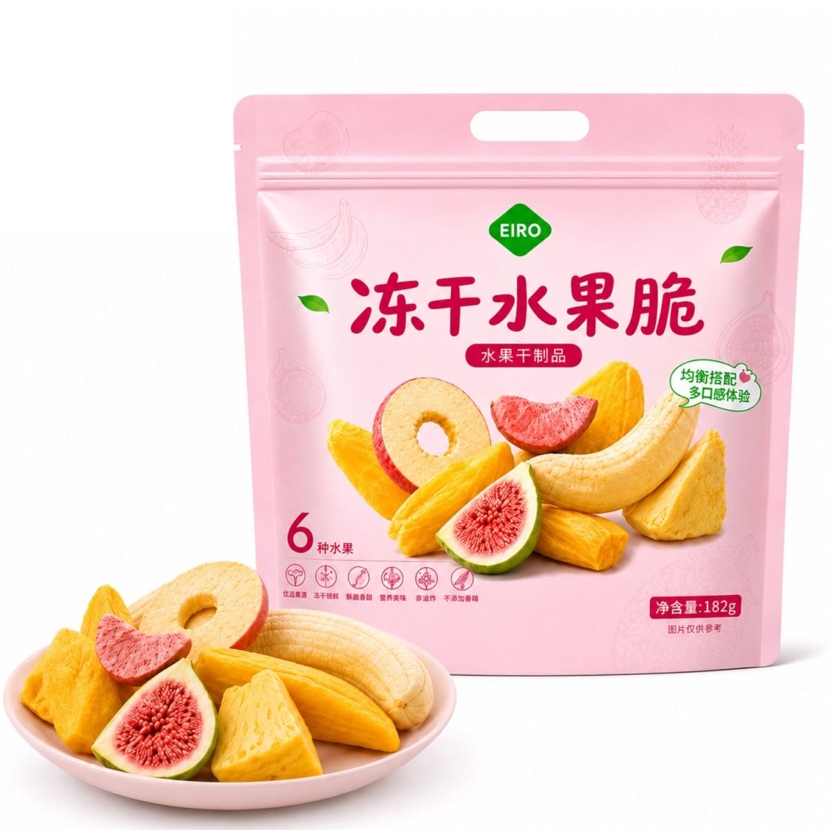 【EIRO】自然鲜果脆182g什锦水果脆片冻干菠萝蜜香蕉无花果即食