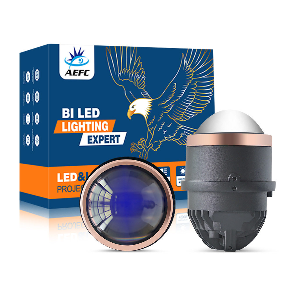 汽车LED透镜雾灯3寸双光透镜55W三色白光黄光12V24V汽车货车雾灯