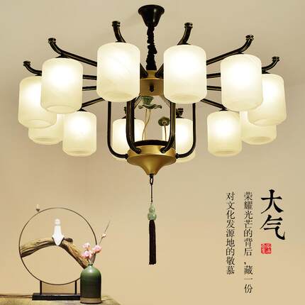 新中式吊灯简约大方餐厅卧室客厅灯温馨酒店别墅大厅个性LED灯具