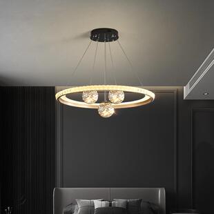 后现代客厅吊灯圆环水晶主灯简约轻奢餐厅圆餐桌吊灯2025新款