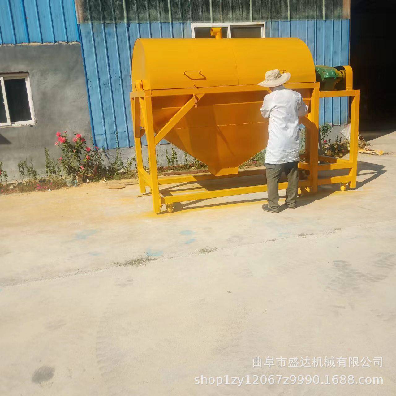 青岛大理石厂大型回转式六角滚筒抛光机薄铁片去毛边滚筒研磨机