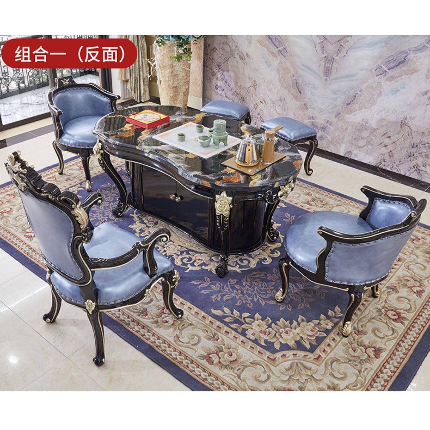 欧式茶桌椅组合商用美容院茶台办公一体实木功夫家用阳台泡茶桌子