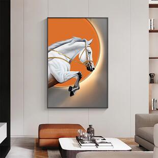 马玄关画现代简约轻奢挂画入户走廊过道落地画客厅装饰画高档壁画