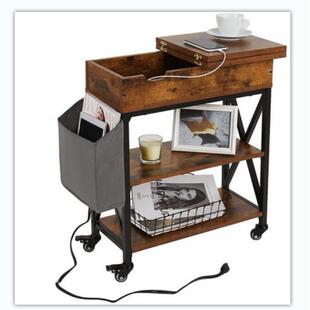 带滑轮折叠边桌沙发边几可移动简约沙发边桌产尺寸60*30*72CM