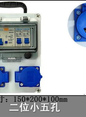 工地塑料手提箱DZ47LE-2P位+1P空开2只+双小五孔150*200*100MM