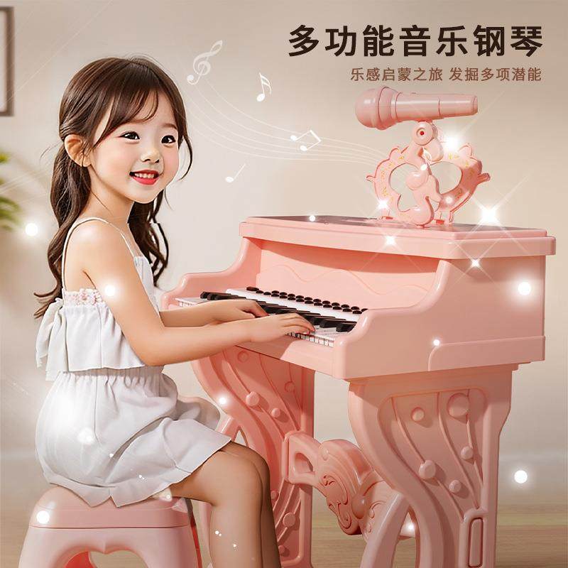 儿童音乐钢琴玩具多功能电子琴带话筒初学者练学弹琴送礼女孩