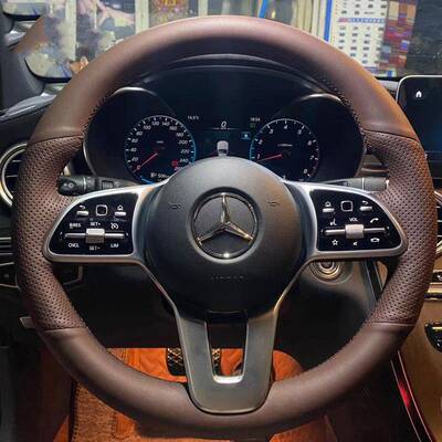 真皮手缝方向盘套奔驰E300c260C200lGLB200GLCA200cla把套