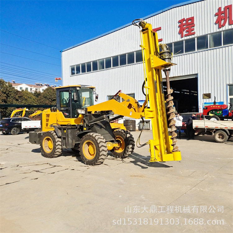 铲车改装光伏打桩机 滑架式双液压马达螺旋钻机 液压光伏杆钻孔机