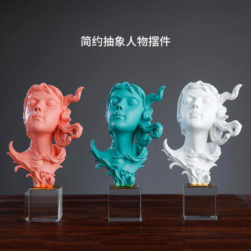北欧创意人物头像雕塑装饰品摆件客厅办公室美女思想者工艺品摆设