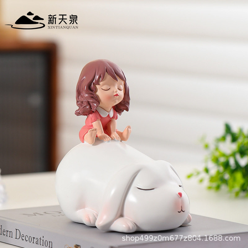 新天泉树脂工艺品创意卡通超萌摆件可爱清新书桌玄关装饰品