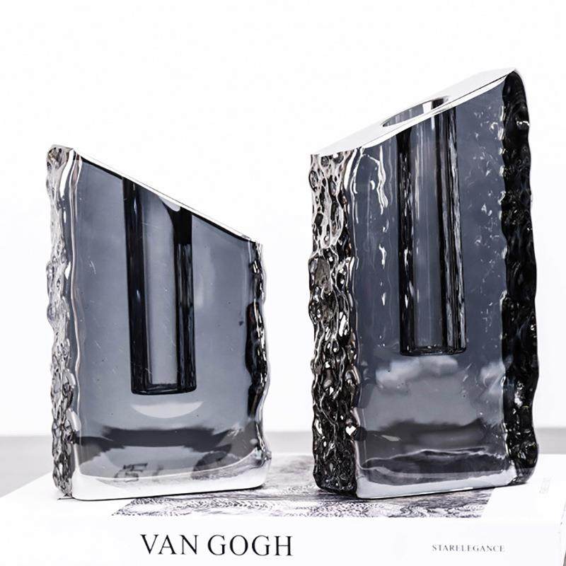 现代轻奢透明水晶花瓶摆件样板房售楼处客厅创意艺术斜边花器摆设,纺织面料/辅料/配套,纺织机械配件,淘宝优惠券,粉丝福利购,淘宝优惠卷