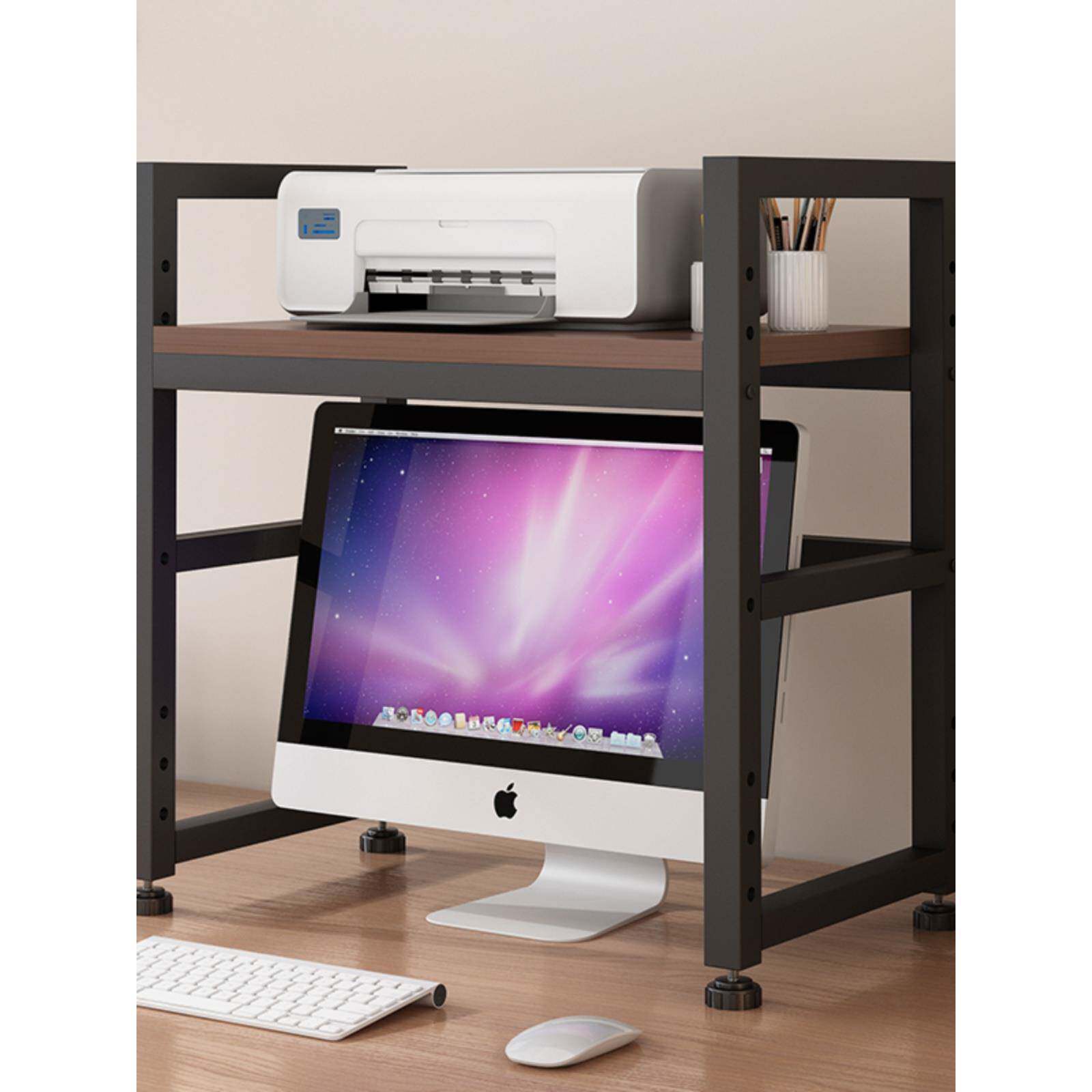 cs办公桌面台式电脑显示屏器上方放打印机置物架多功能收纳整理架