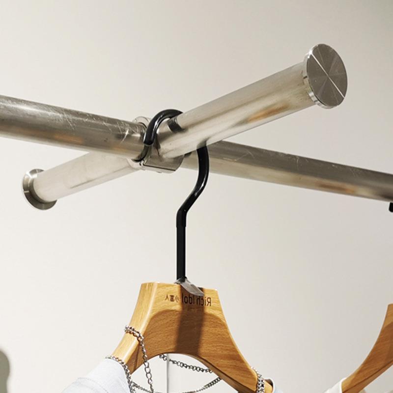 服装店专用正挂配件可移动不锈钢圆管卡扣挂钩活动衣服展示架点挂