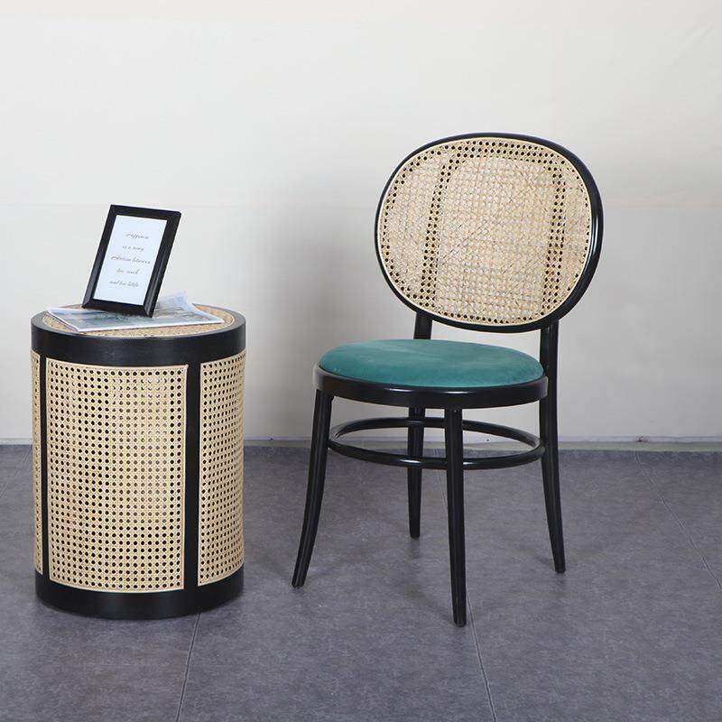 北欧实木藤编靠背家用餐椅轻奢后现代设计师简约单人复古餐桌椅子