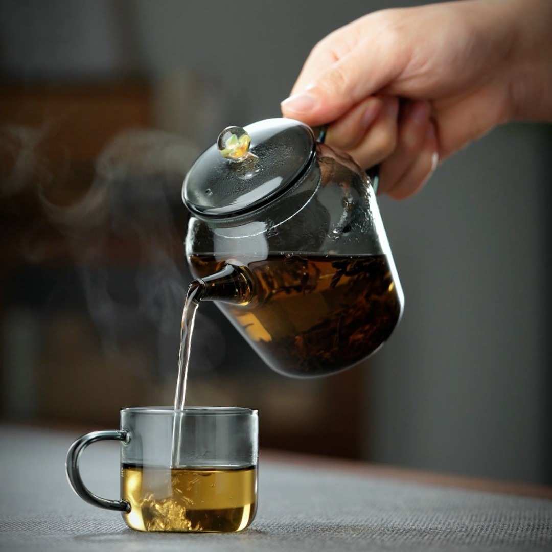 玻璃小茶壶耐热花开富贵透黑家用高颜值泡红茶沏滤茶茶具