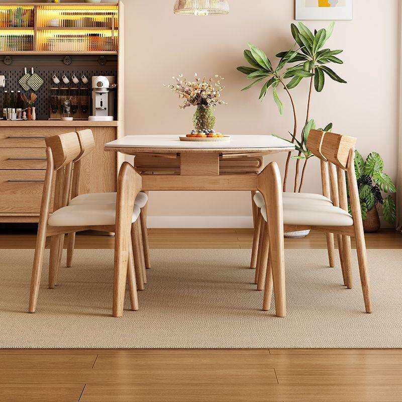 实木岩板餐桌方圆两用家庭餐桌加粗加厚桌腿现代简约新款中式餐桌