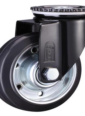 厚德脚轮万向轮定向轮带刹车轮黑色橡胶ER轮静音手推车转向轮子