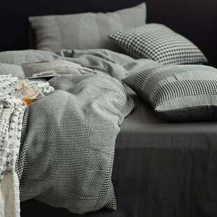 全棉华夫格曲线纹四件套 简约纯色波纹提花 纯棉松软保暖透气套件