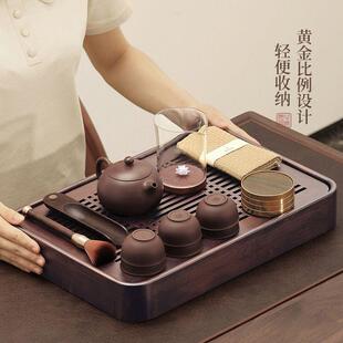 茶盘茶具托盘新款家用小茶台带排水竹制简易沥水干泡台蓄水式