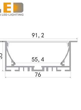 带边开孔尺寸76mm线型灯嵌入式91X35MM硬灯条外壳套件LED铝槽u型