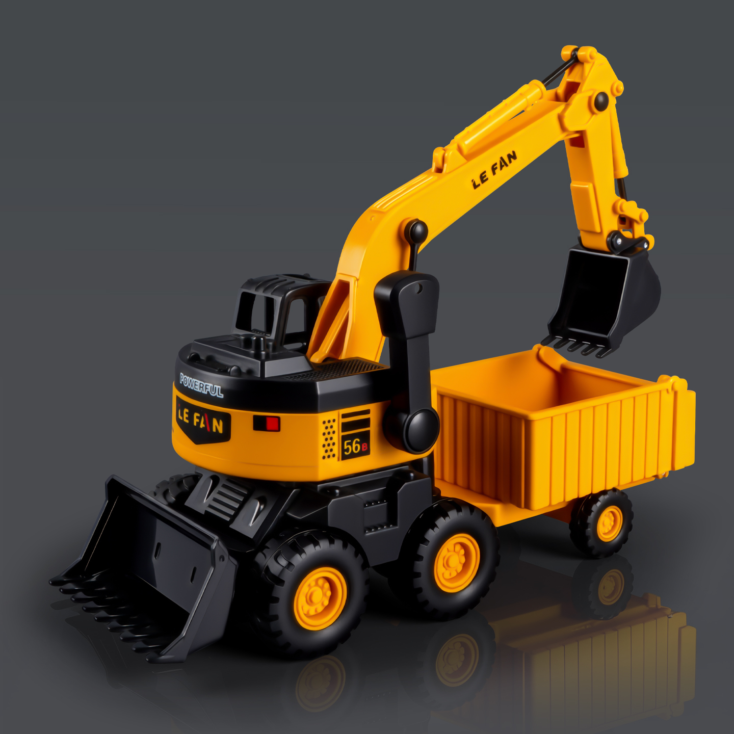 三合一多功能挖掘机男孩挖机铲土机翻斗车