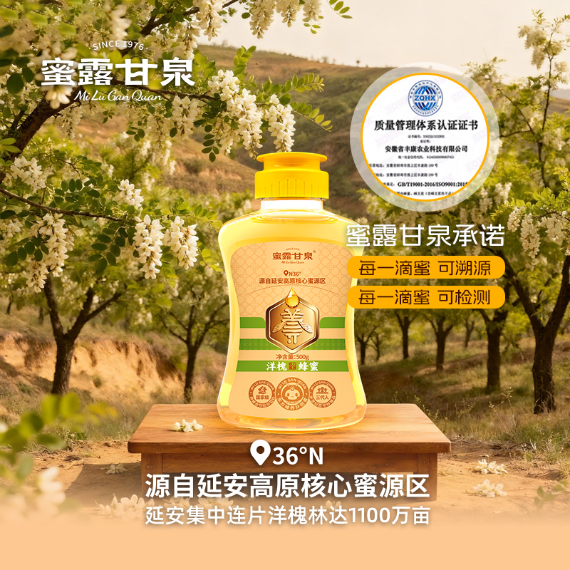 蜜露甘泉槐花蜂蜜 森林洋槐花蜜 家用蜂蜜冲饮大瓶挤压瓶500g