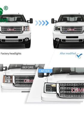适用于GMCSierra2007-2013大灯总成改装LED光导日行灯透镜