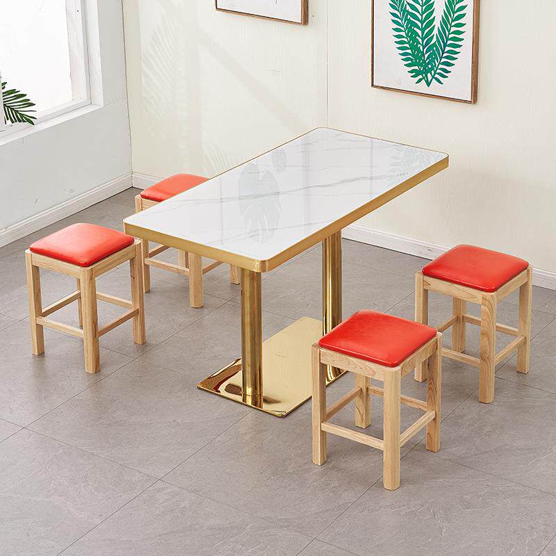 岩板餐桌椅实木凳子商用小吃桌椅组合小户型桌子网红简约长方形桌