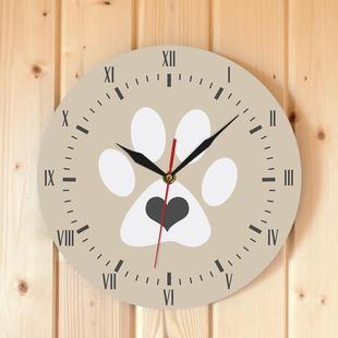 可爱小狗脚印图案挂钟狗掌印时尚墙壁装饰壁钟个性挂钟