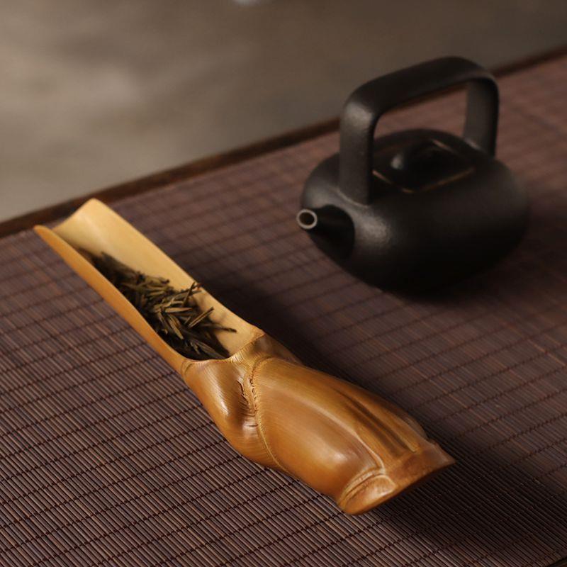 手工打磨异形龟甲竹茶铲竹制佛肚竹茶则铲茶勺茶道竹茶具竹雕工艺