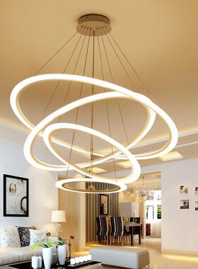 现代简约灯led圆形吊灯亚克力个性灯时尚创意工程灯别墅楼梯吊灯