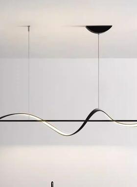 意式极简线条餐厅吊灯1.6米一字长条设计师饭厅餐桌吧台吊灯具led
