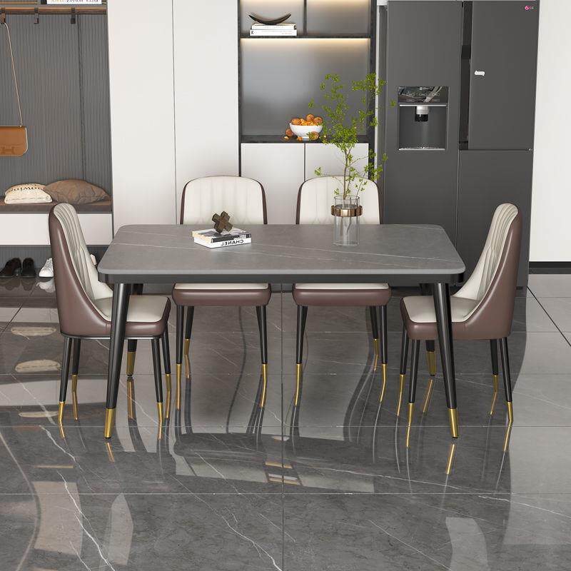 轻奢风岩板餐桌餐椅组合小户型家用吃饭桌出租屋租房桌子椅子一套