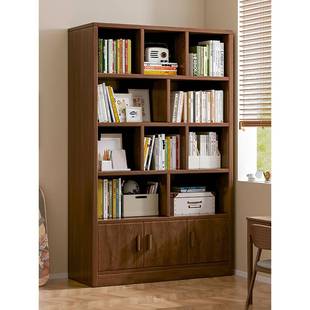 实木生态板书架置物架落地简易柜子靠墙客厅储物柜收纳家用书柜