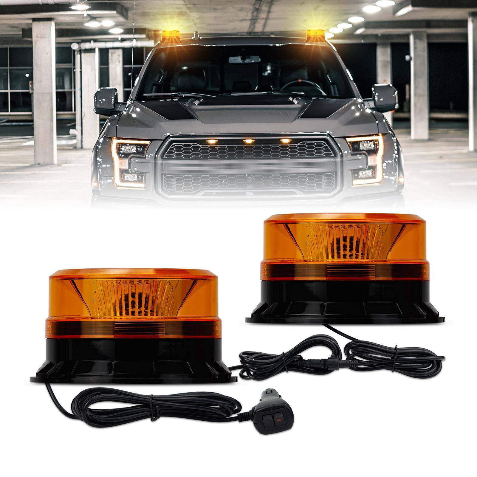 汽车车顶一拖二磁吸警示灯36led*2pc同步功能应急黄色闪光爆闪灯