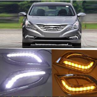 适用于现代11-12款索纳塔八代日行灯索8改装日间行车灯转向黄光